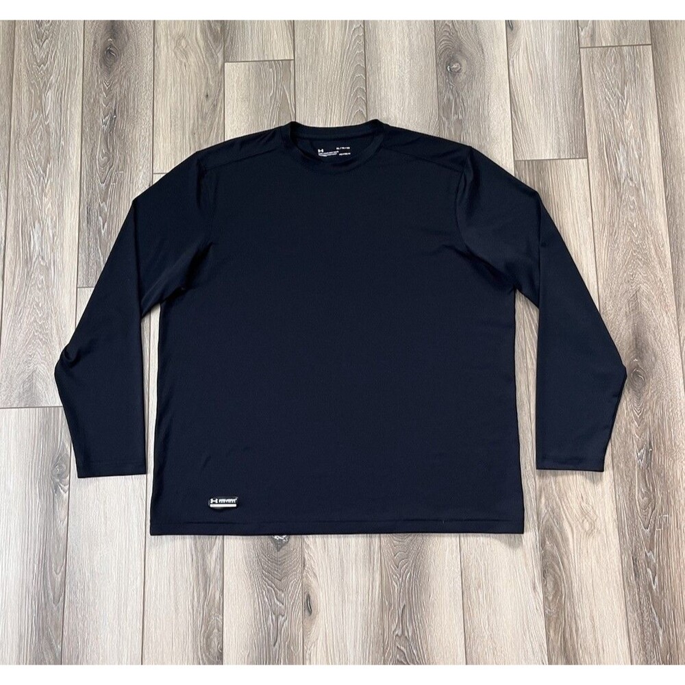 Under Armour HeatGear Tactical Black Long Sleeve Athletic Shirt Mens Sz XL